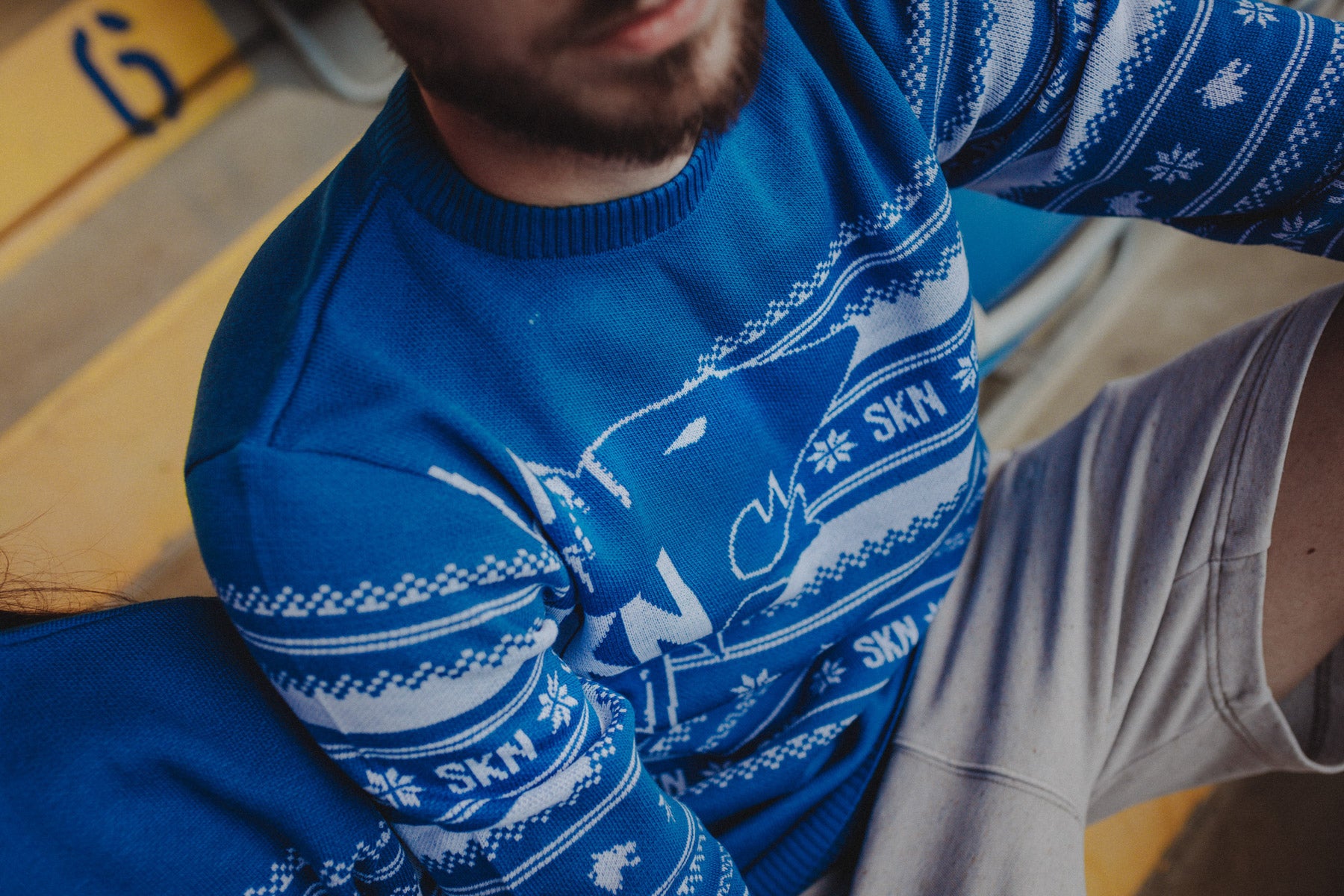 SKN St. Pölten Christmas Sweater Blau Weiss